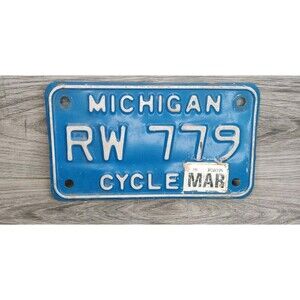 2000s Michigan motorcycle license plate RW 779, Man Cave, Collecting
